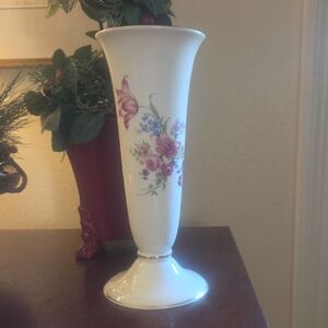 Vase German Porcelain Hand Painted Floral App  10 Inches Made In Meissan Germany